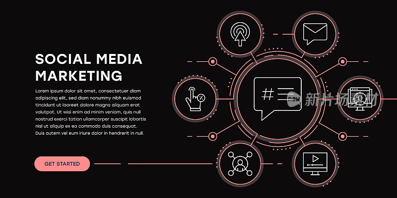 社会媒体营销网络横幅与信息图表