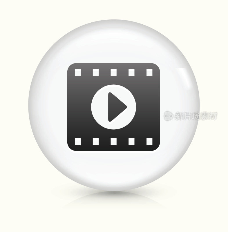 影片播放图标上的白色圆形矢量按钮
