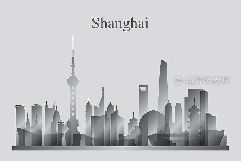 灰色的上海城市轮廓