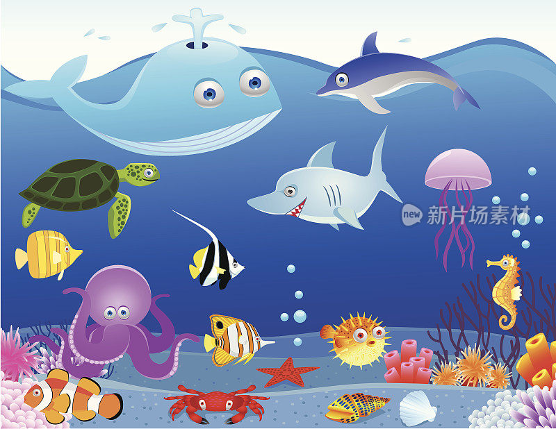 海洋生物的卡通