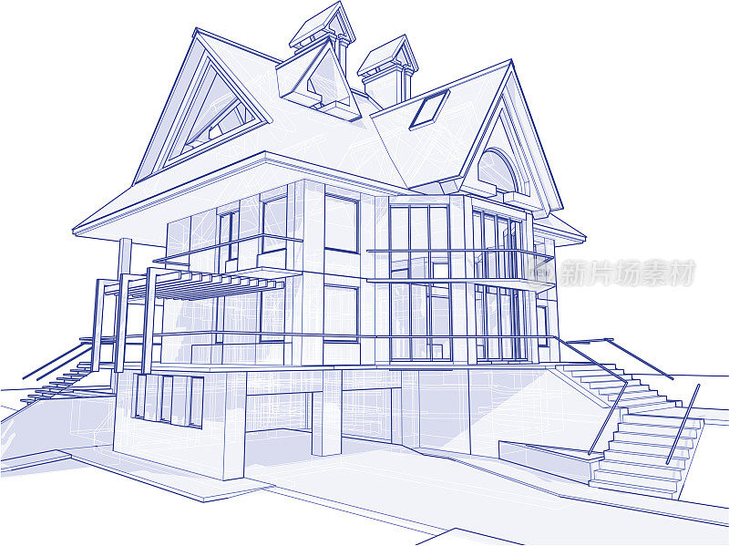 房屋蓝图:3d技术概念图