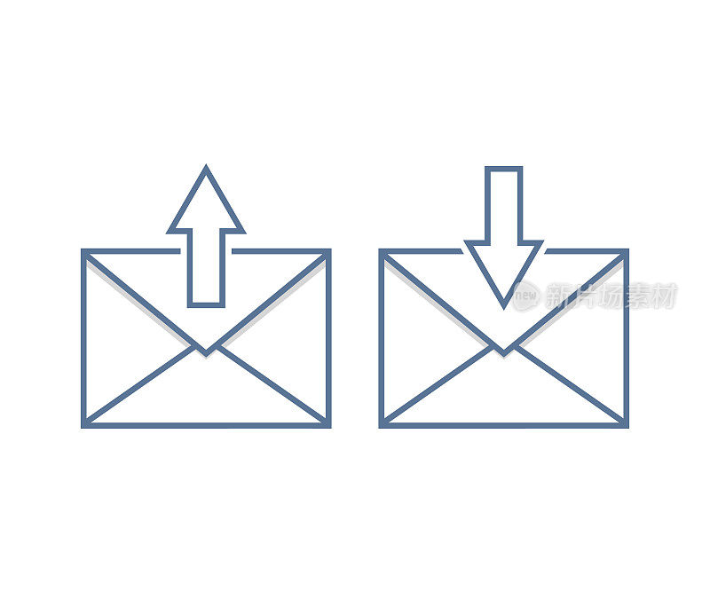 发送和接收电子邮件图标。矢量插图集