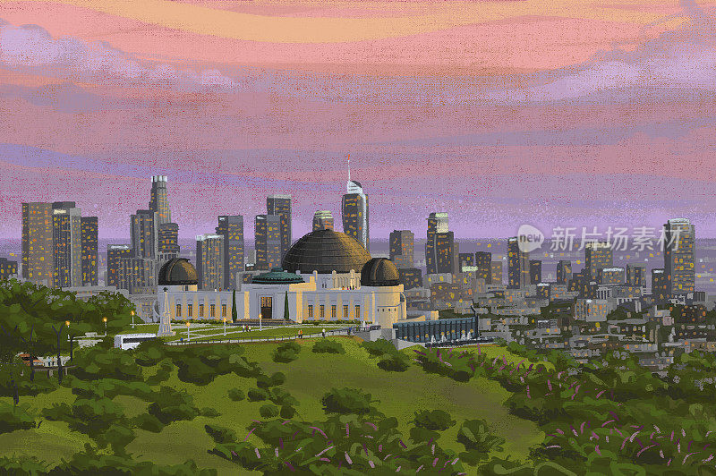 格里菲斯天文台和洛杉矶城市天际线