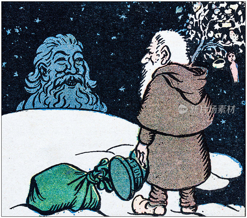 古董插图:圣诞故事卡通漫画