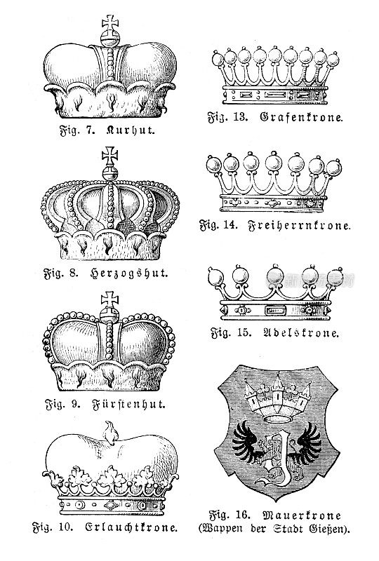 不同的王冠的国王插图