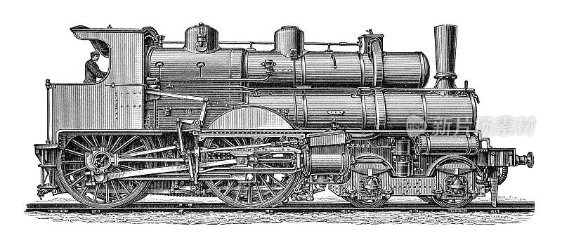 古董蒸汽火车法国1897年