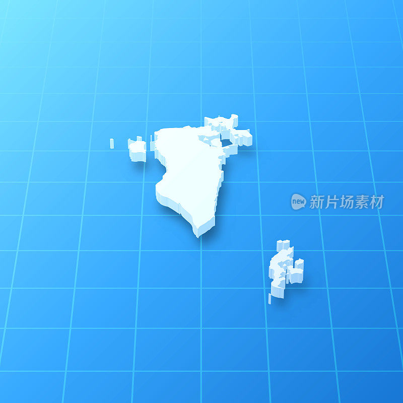 巴林3D地图上的蓝色背景