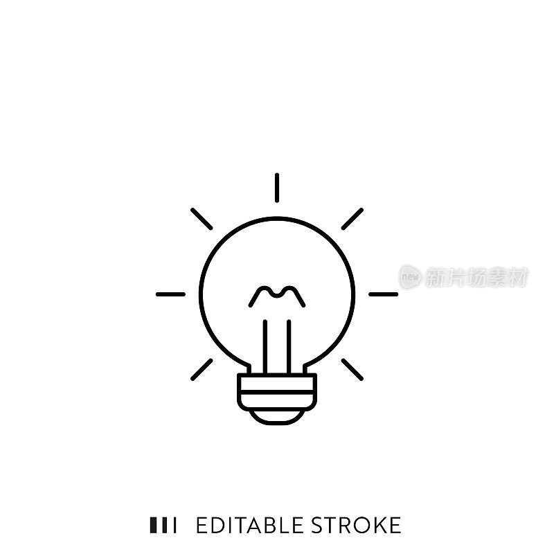 具有可编辑描边和完美像素的灯泡线图标。