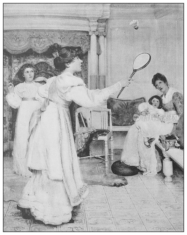 19世纪的古董名画:劳拉・阿尔玛・塔德玛的板羽球