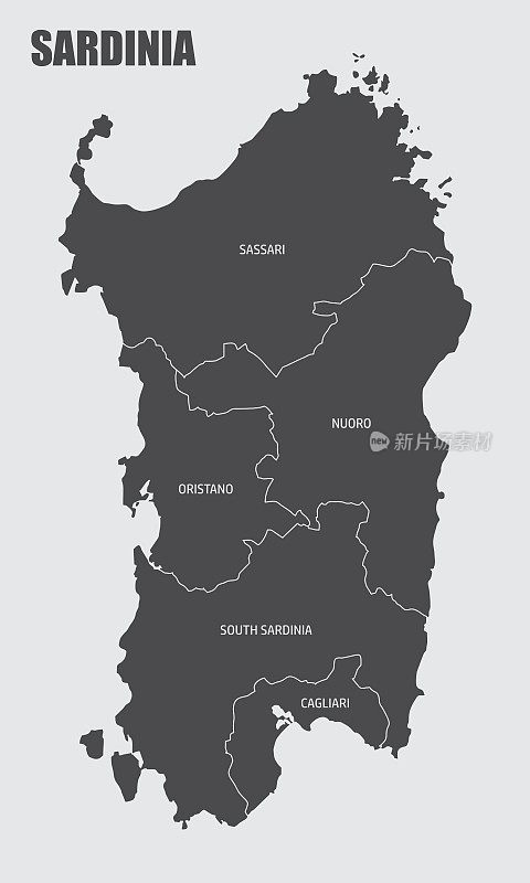 撒丁岛地区地图