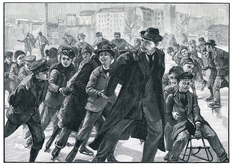 1900年冬天，人们在柏林滑冰