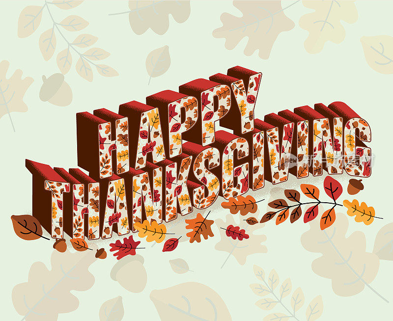 矢量插图的一个创造性的快乐感恩节问候在3d与秋天的叶子