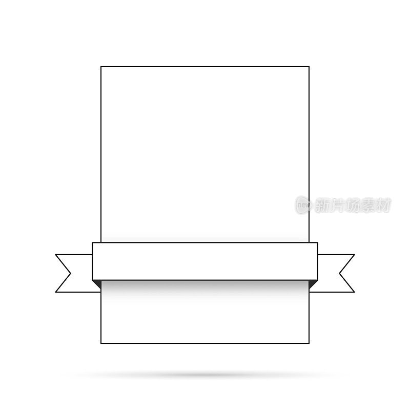 丝带(轮廓，线条艺术)，在空白白色标签-设计元素