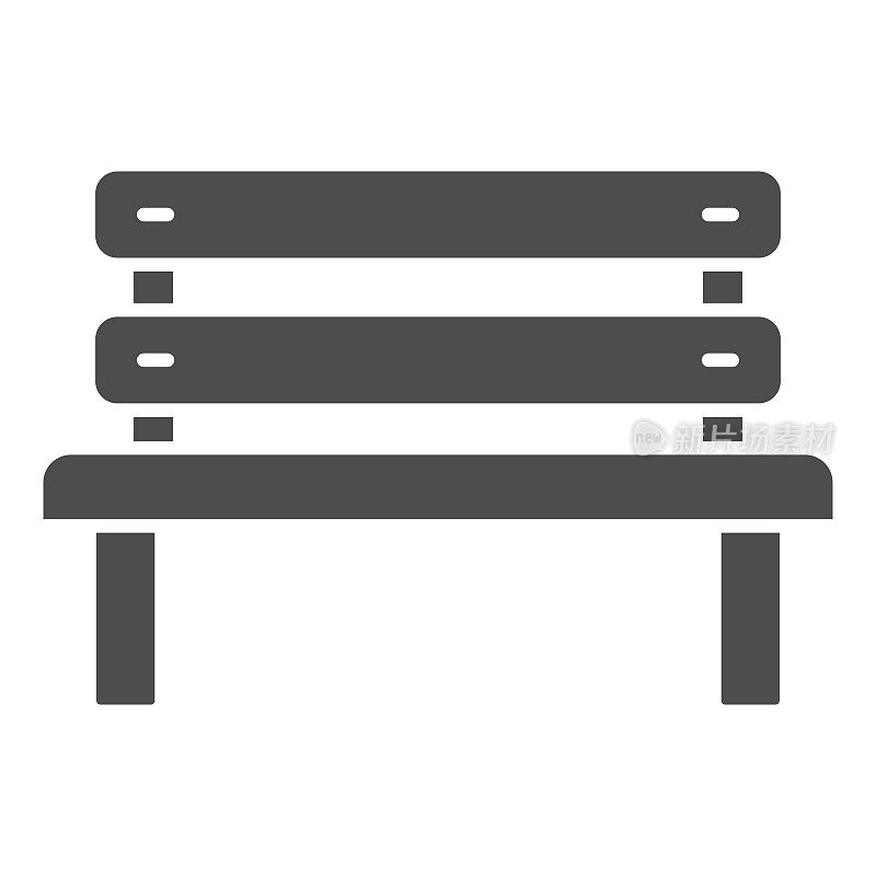 长凳固体图标，啤酒节概念，公园椅子标志在白色背景，户外长椅图标在字形风格的移动概念和网页设计。矢量图形。