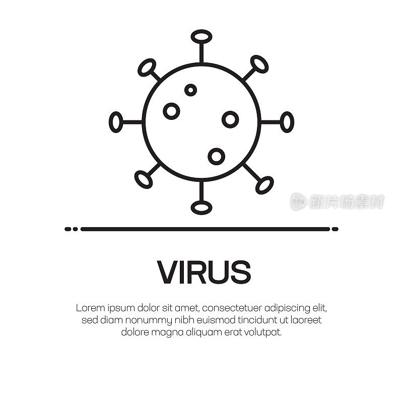 病毒矢量线图标-简单的细线图标，优质设计元素