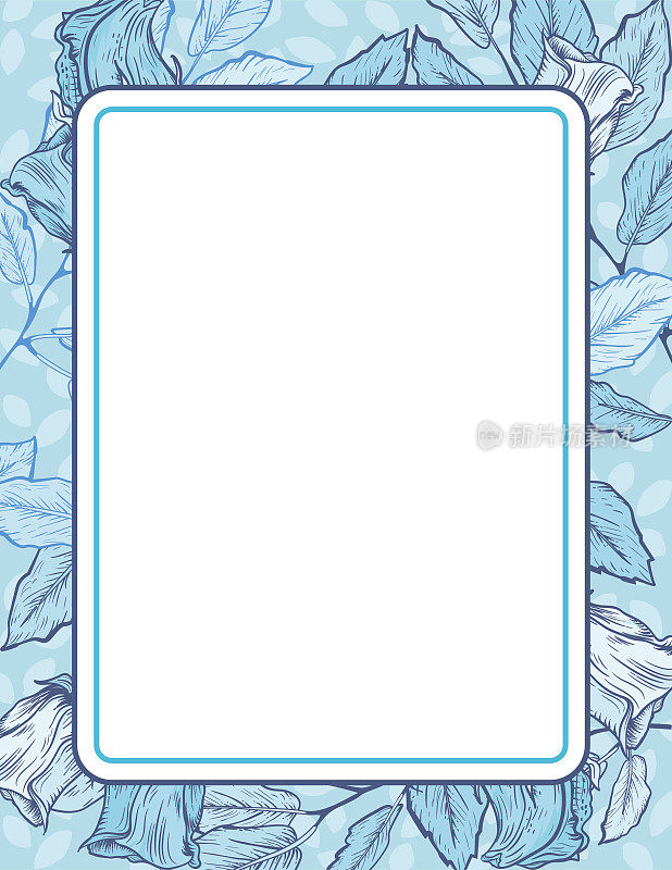 优雅的蓝色玫瑰邀请与框架文字