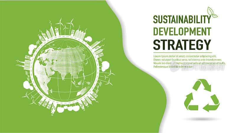 绿色城市和生态友好型可持续发展战略的背景和模板，矢量插图