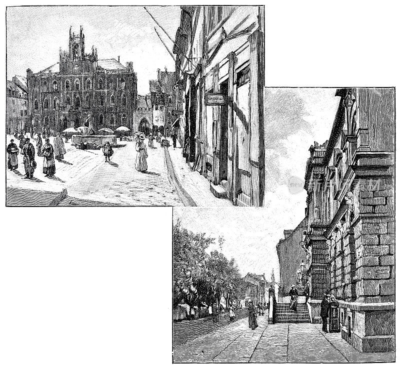 魏玛，市政厅和邮政大楼