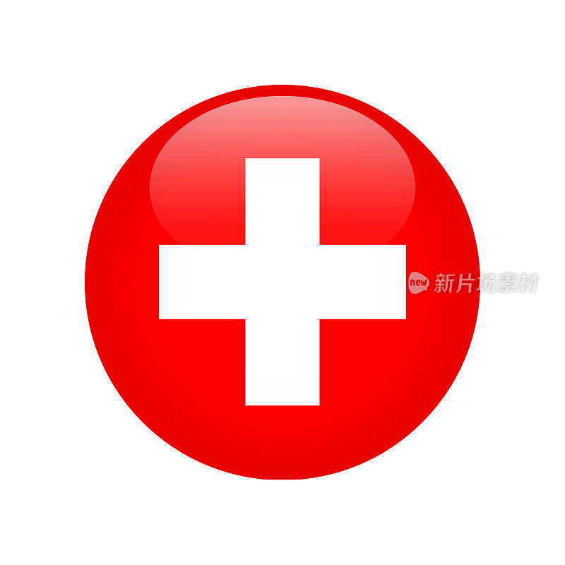 瑞士-旗帜图标矢量插图-圆形