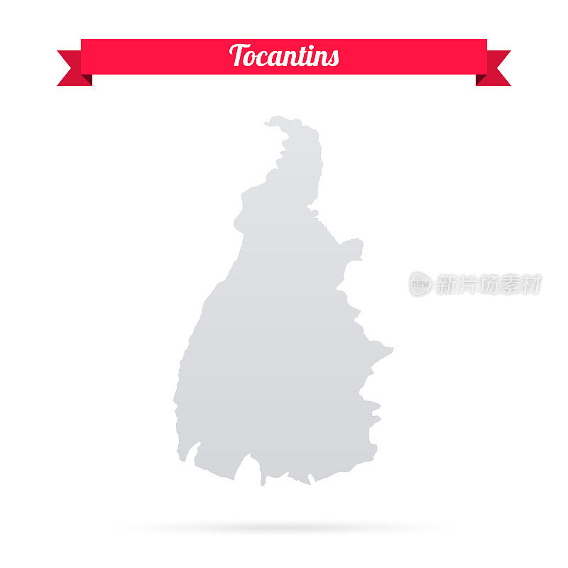 Tocantins地图在白色背景与红色横幅