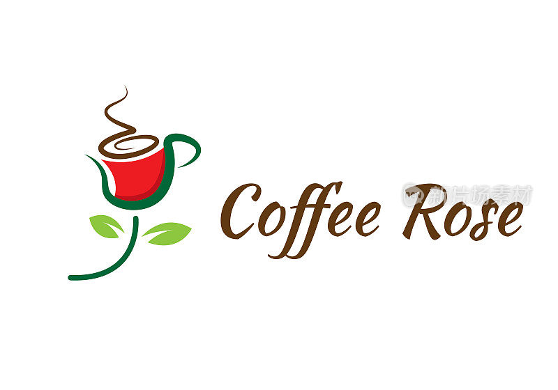咖啡玫瑰标志设计模板