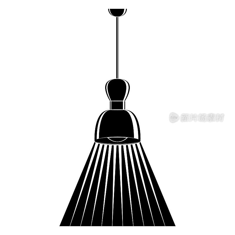 天花板上的灯。半圆形吊顶灯，厨房、走廊照明设备。室内照明单灯罩。灯的设计。矢量图标，字形，剪影，孤立