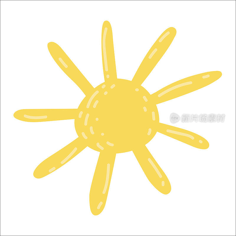 太阳图标。网页设计的太阳矢量图标的卡通插图