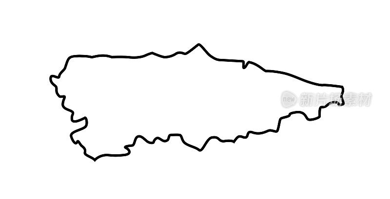 基本轮廓线，阿斯图里亚斯省、地区剪影图。西班牙。矢量插图孤立在白色背景上。