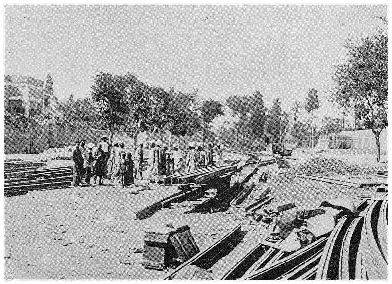 古旧照片:埃及的道路工程和铁路建设