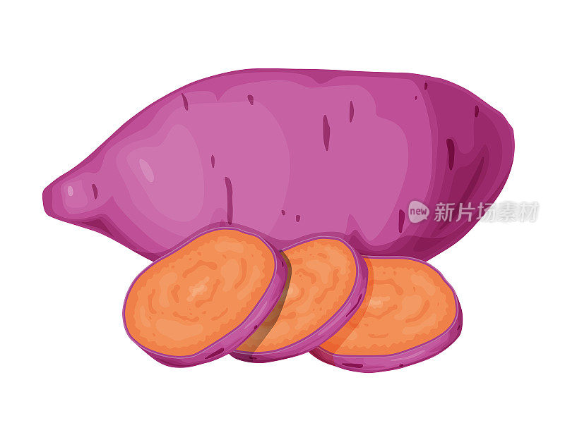 紫色甘薯。冲绳山药红薯。健康食品的概念。