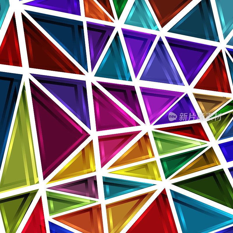 多边形彩虹马赛克背景。抽象的低多边形矢量插图。三角形图案，复制空间。模板几何商业设计与三角形海报，横幅，卡片，传单