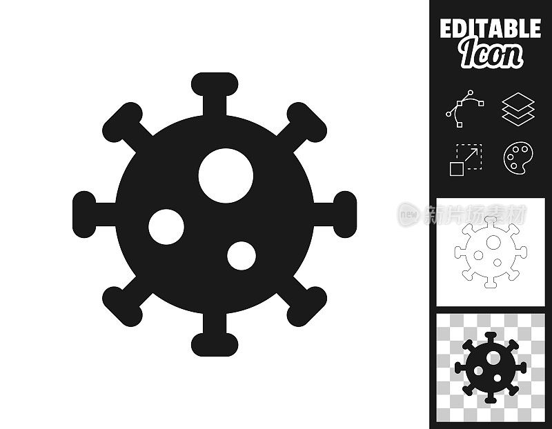 冠状病毒细胞(COVID-19)。图标设计。轻松地编辑