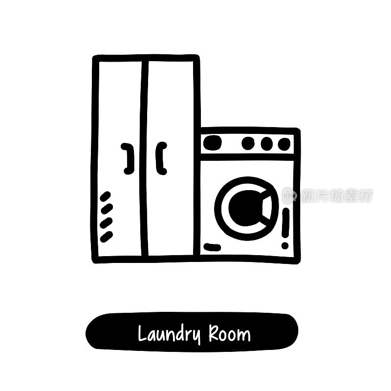 洗衣房图标。潮流风格矢量插图符号