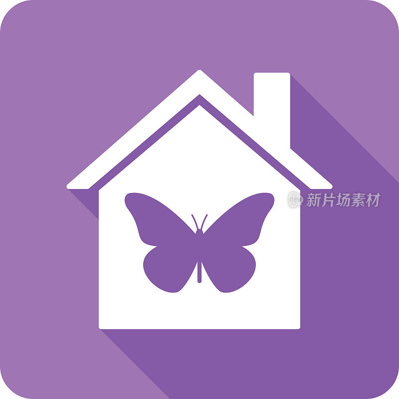 房子蝴蝶图标剪影