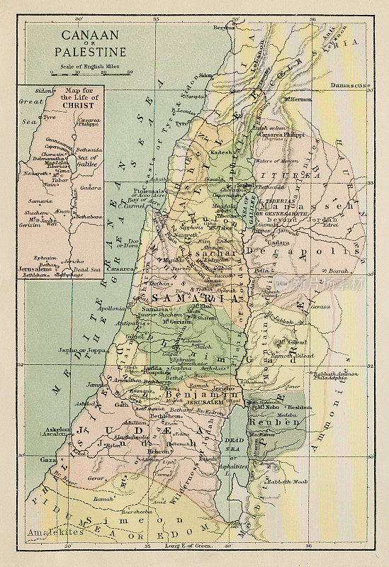 迦南和巴勒斯坦的地图