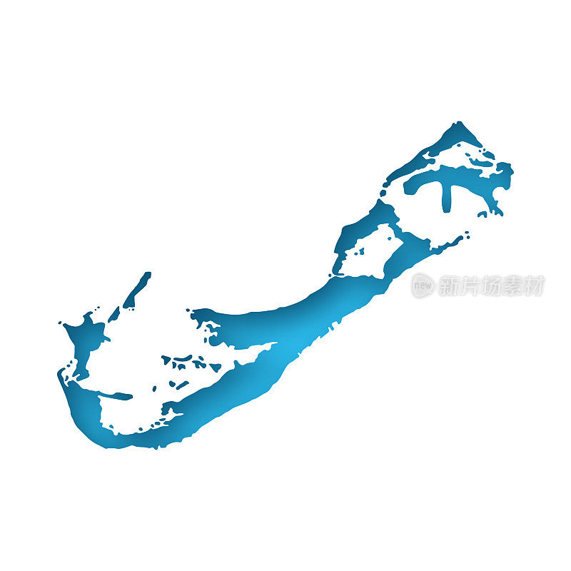 百慕大地图-白纸剪在蓝色背景