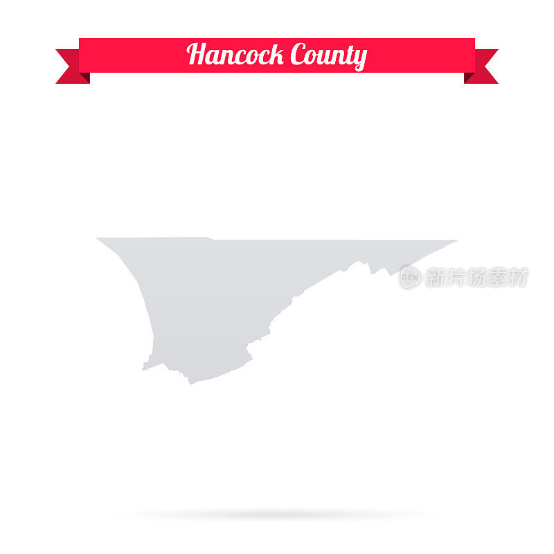 田纳西州汉考克县。白底红旗地图