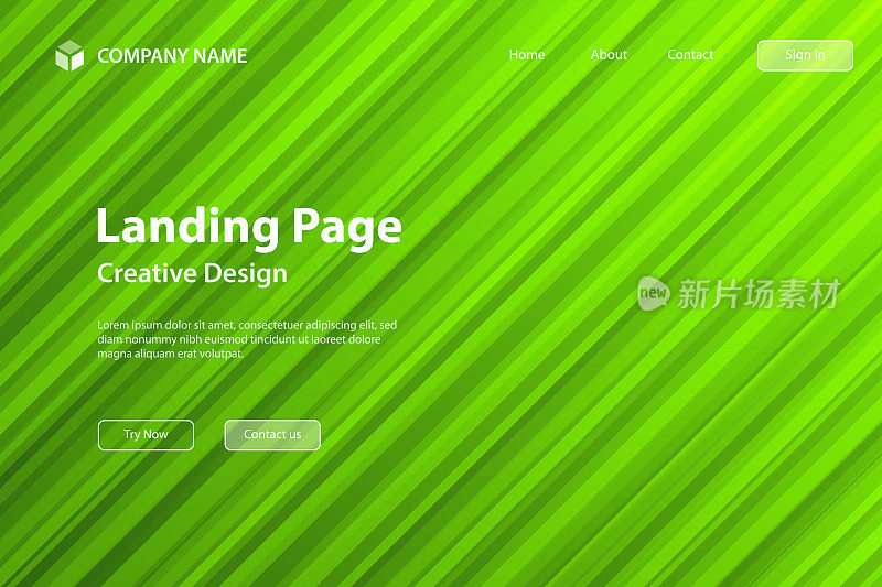 登陆页面模板-抽象设计与对角线-时尚的绿色梯度