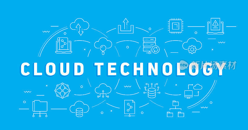 云技术相关的网页，标题，小册子，年度报告和书籍封面横幅设计
