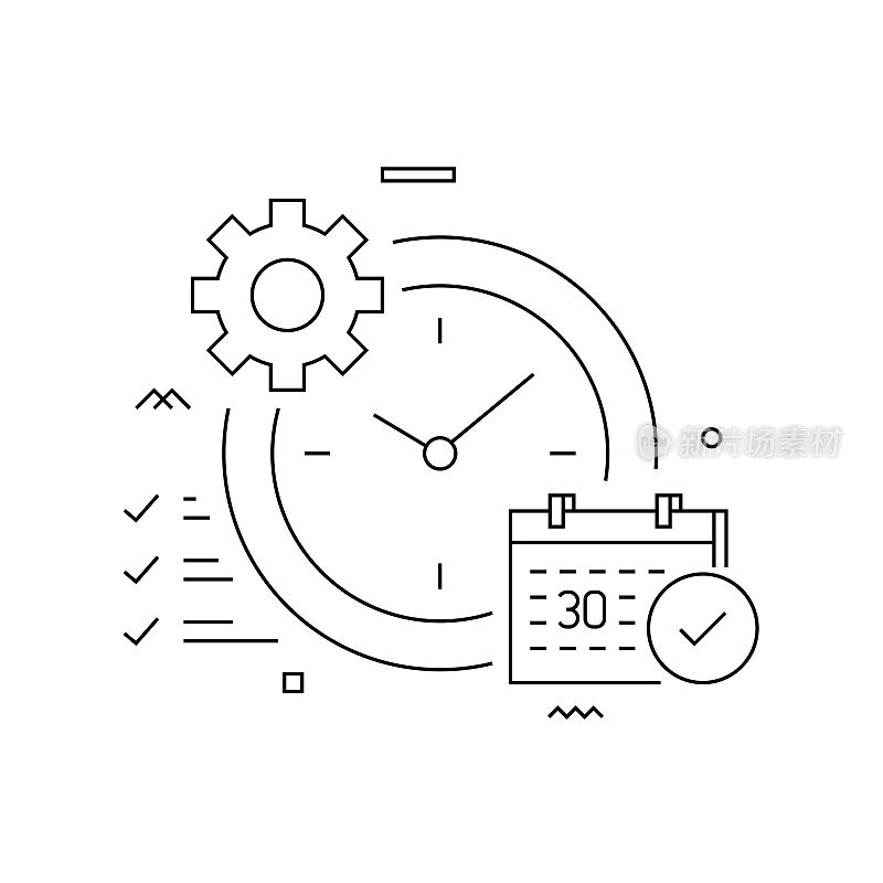 时间管理相关矢量概念图。计划，组织，效率，截止日期。