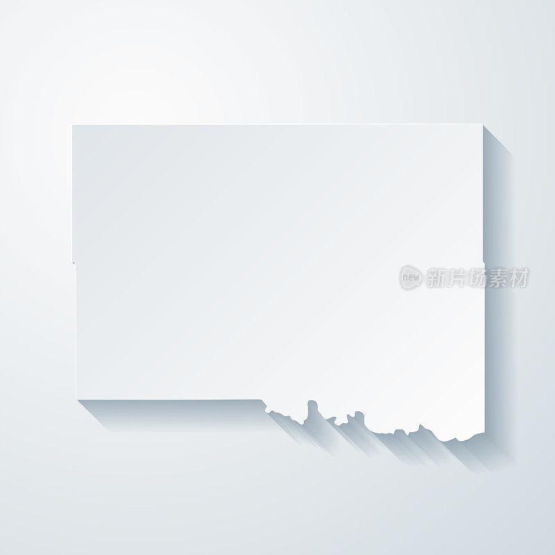 加拿大县，俄克拉荷马州。地图与剪纸效果的空白背景