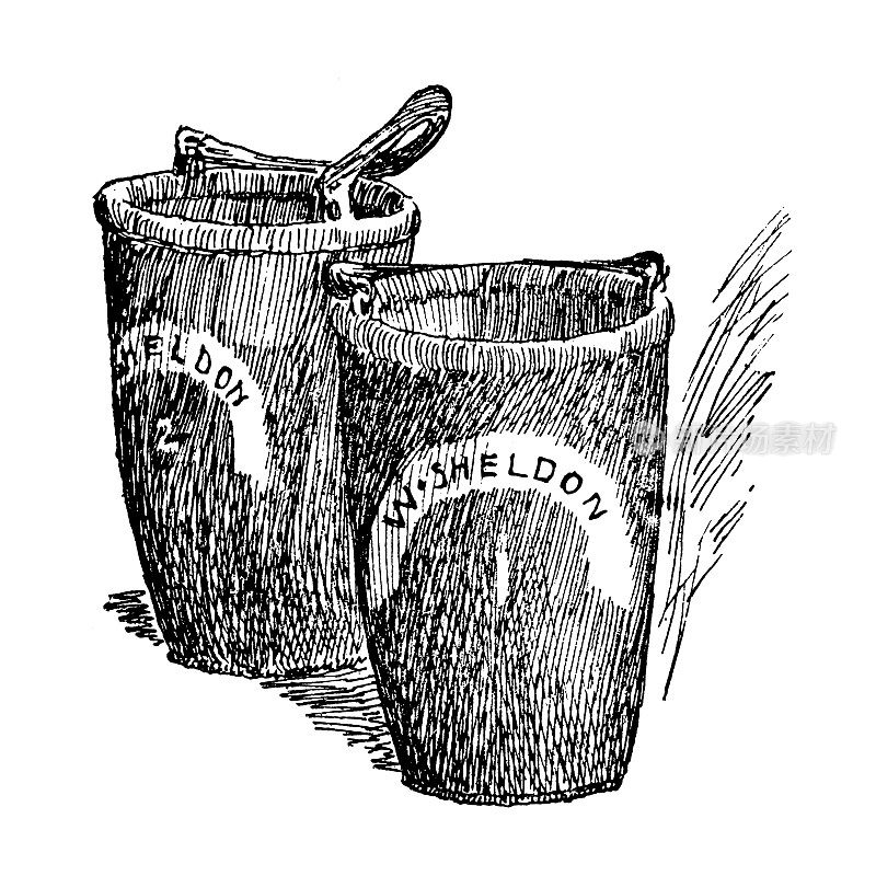 汉普顿县，马萨诸塞州的古董图像:斯普林菲尔德，旧消防桶
