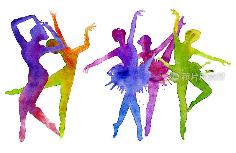 芭蕾舞女演员。舞者。孤立。color.watercolor