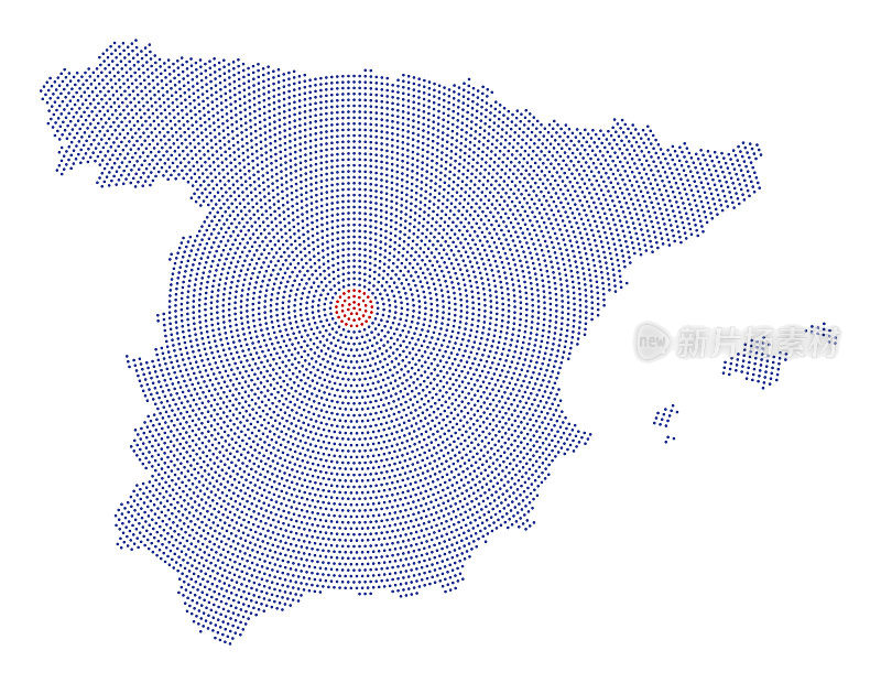 西班牙地图径向点图案