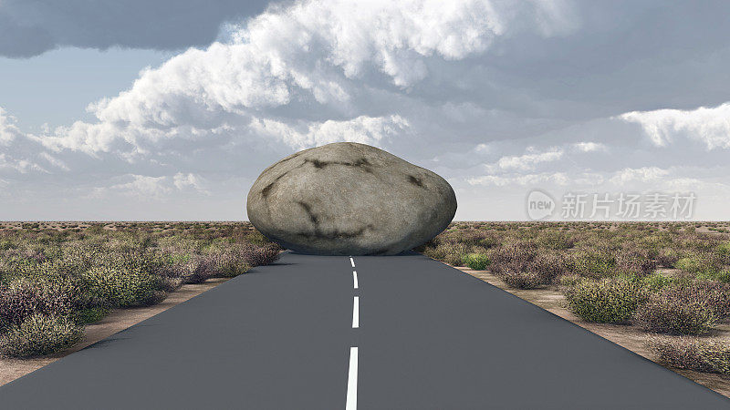 石头阻塞了道路