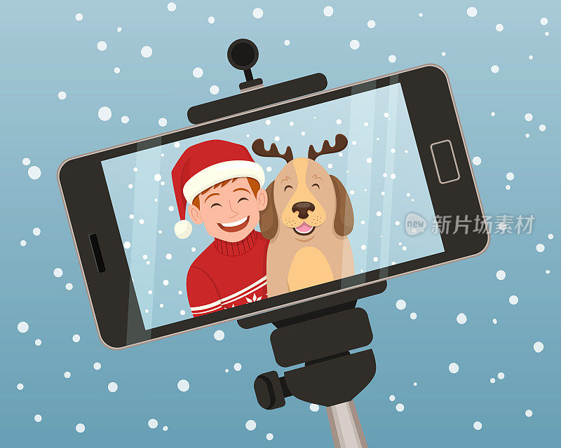 用智能手机拍圣诞肖像。