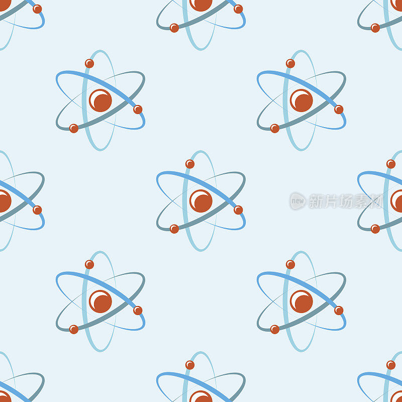 原子图标无缝模式背景矢量插图连接单元纹理物理科学