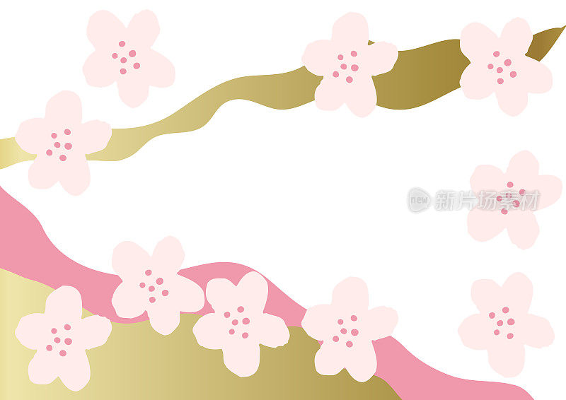 日本模式。春天在日本。春天的形象。日历剪贴画。背景。