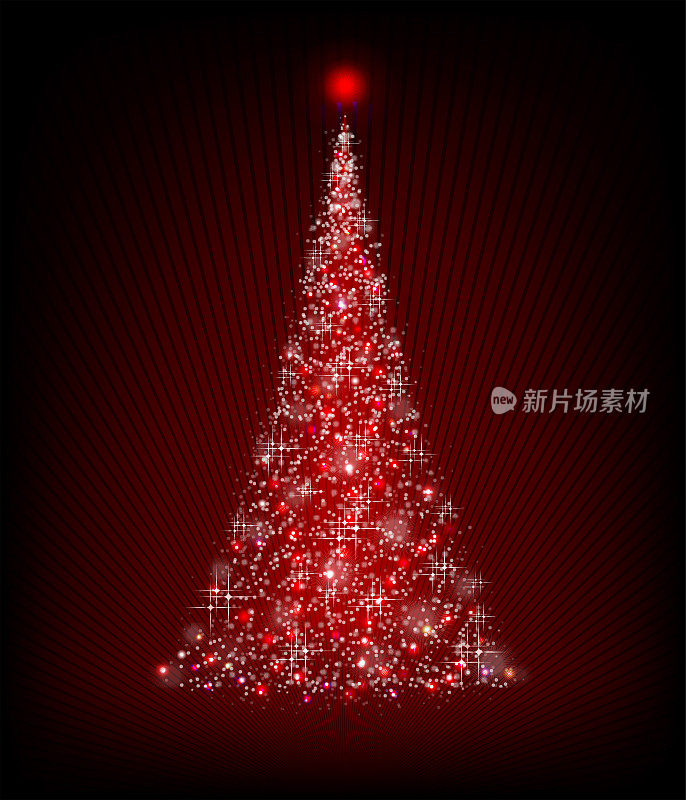 黑色背景上的红色圣诞树