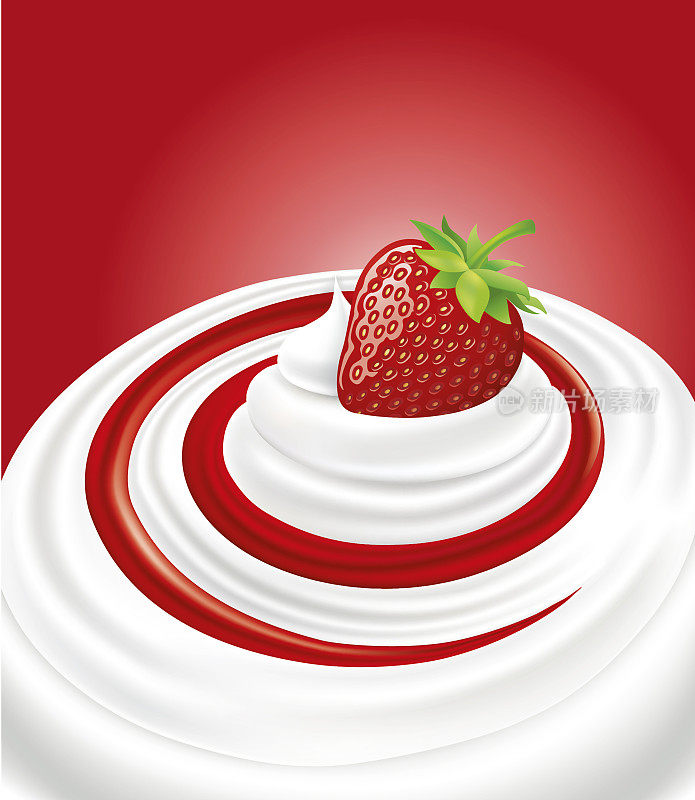 牛奶奶油酸奶与新鲜草莓-插图